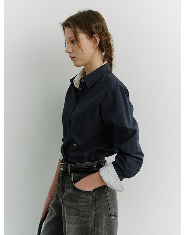 던스트 2-WAY ESSENTIAL SHIRT NAVY_UDSH6A201N2 네이비 착용컷