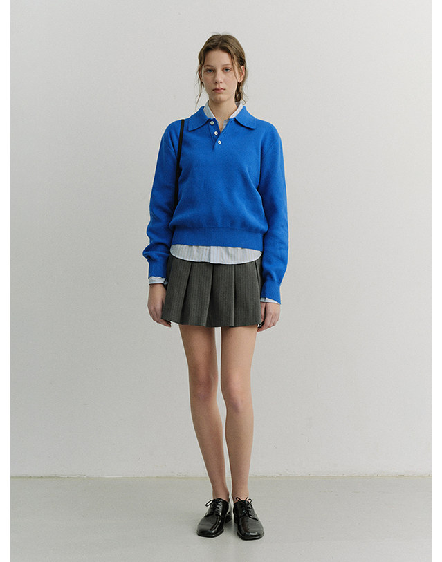던스트 UNISEX CASHMERE COLLARED SWEATER BLUE_UDSW6A104B2 블루 착용컷