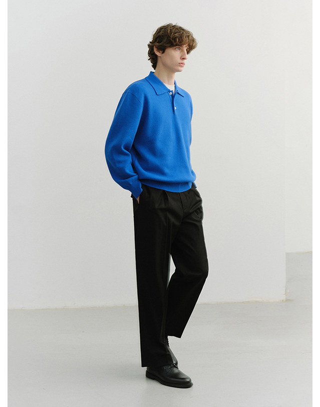 던스트 UNISEX CASHMERE COLLARED SWEATER BLUE_UDSW6A104B2 블루 착용컷
