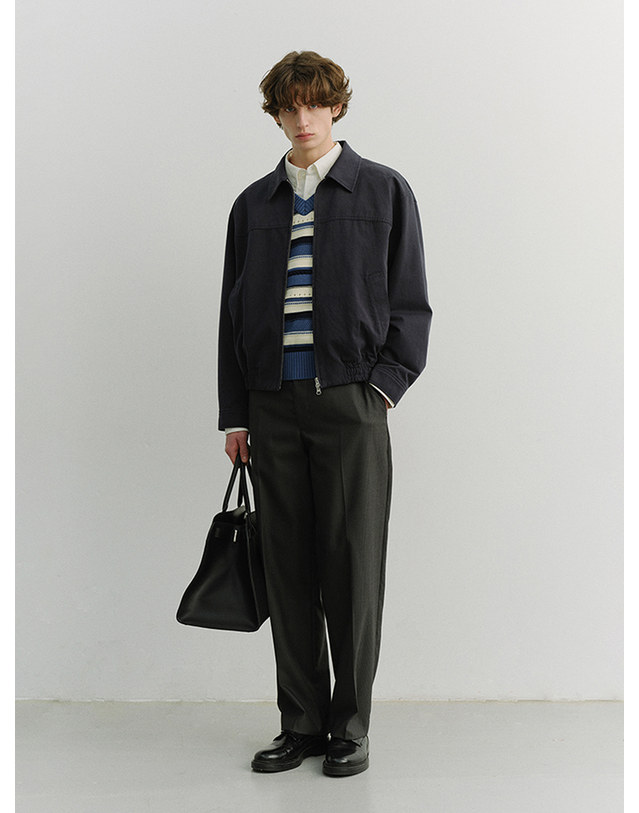 던스트 UNISEX COLLARED BLOUSON JACKET NAVY_UDJU6A109N2 네이비 착용컷