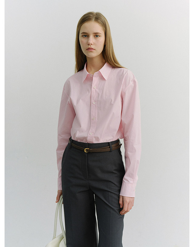 던스트 UNISEX SOFT POPLIN SHIRT SOFT PINK_M_UDSH6A103P1 핑크 착용컷