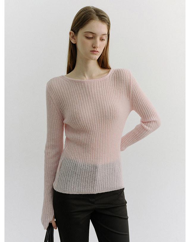 던스트 2-WAY SHIRRING KNIT TOP SOFT PINK_UDSW6A204P1 핑크 착용컷