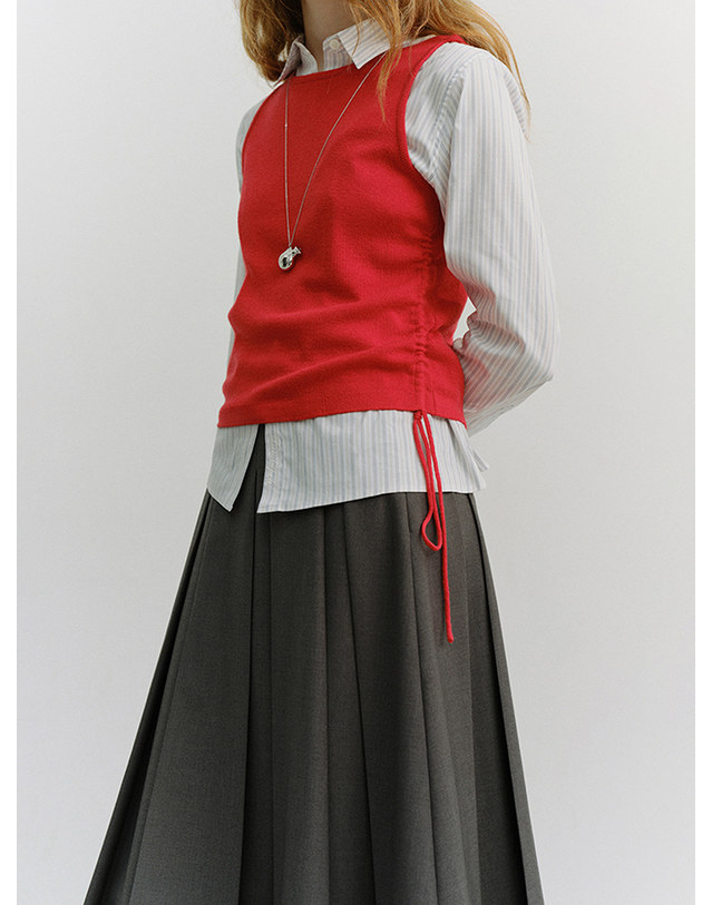 던스트 LAYERING KNIT TOP RED_UDSW6A202R2 레드 착용컷