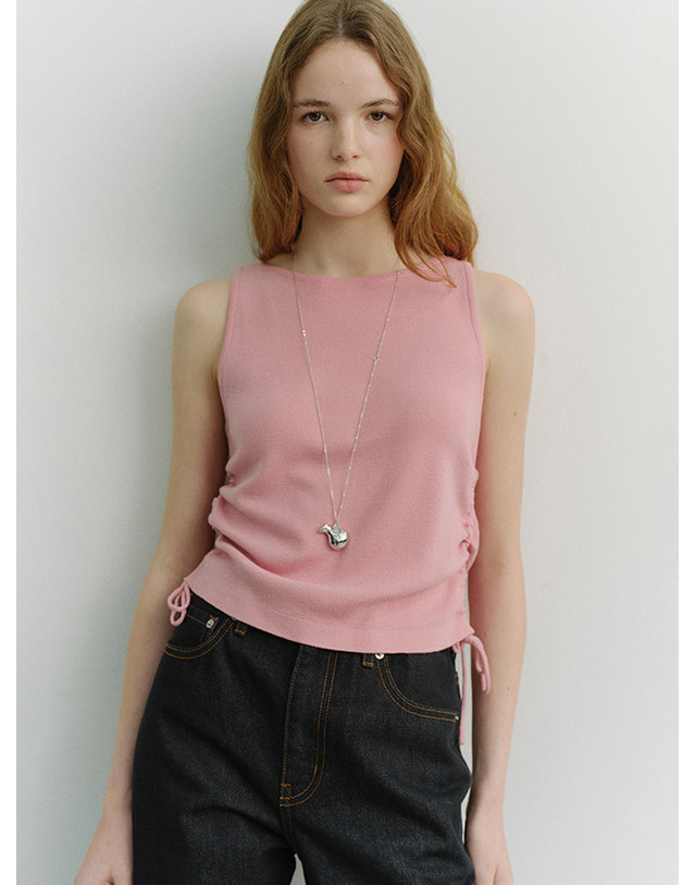 던스트 LAYERING KNIT TOP PINK_UDSW6A202P2 핑크 착용컷