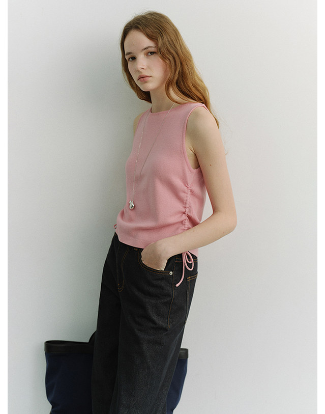 던스트 LAYERING KNIT TOP PINK_UDSW6A202P2 핑크 착용컷