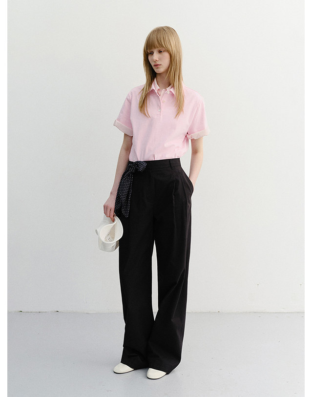 던스트 SUMMER DOUBLE PLEATED CHINO SLACKS BLACK_UDPA6B229BK 블랙 착용컷