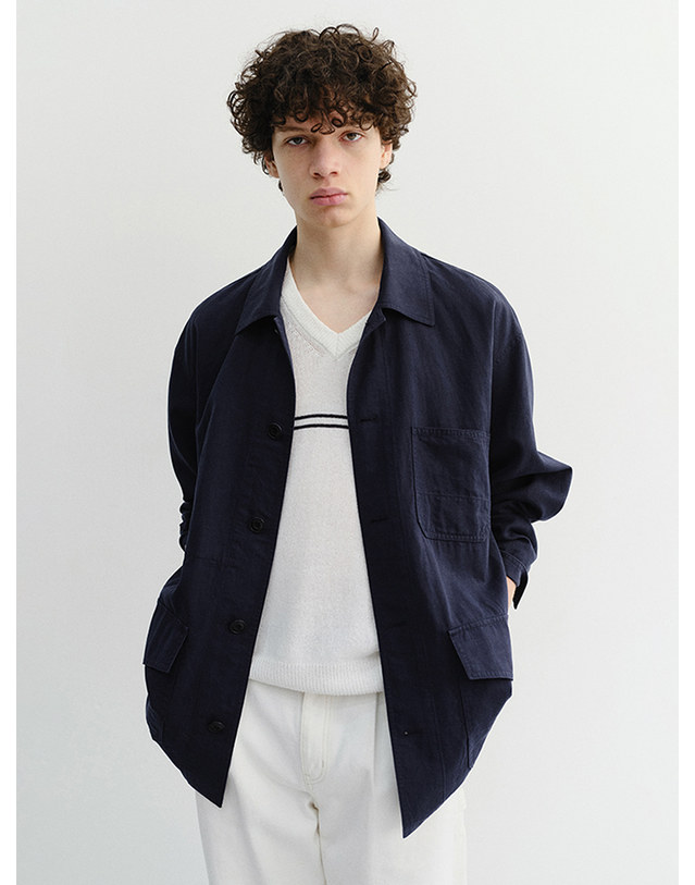 던스트 UNISEX CHORE JACKET NAVY_UDJA6B122N2 네이비 착용컷