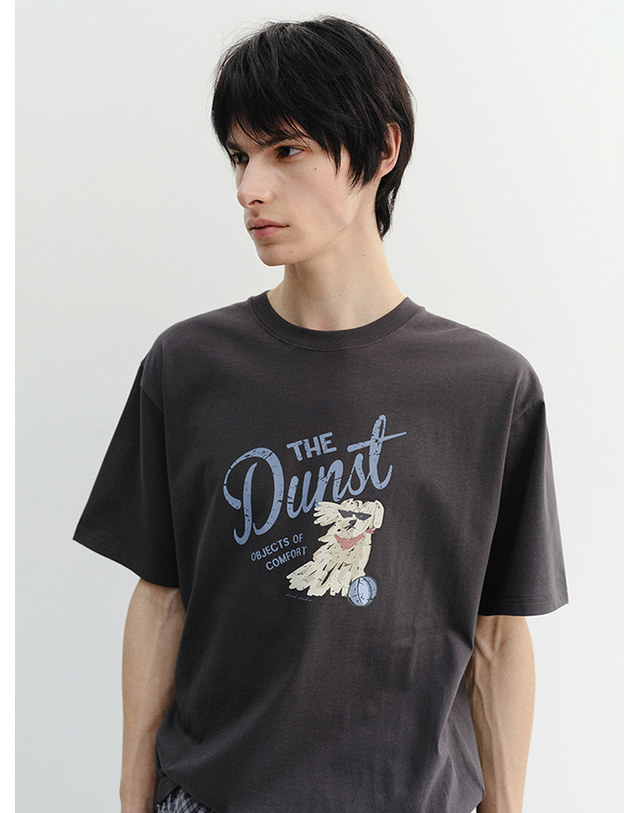 던스트 UNISEX DRAWING PUPPY T-SHIRT CHARCOAL GREY_M_UDTS6B127CG 그레이 착용컷
