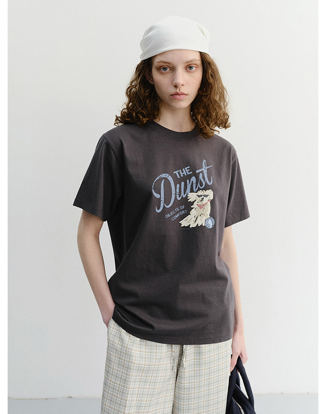 던스트 UNISEX DRAWING PUPPY T-SHIRT CHARCOAL GREY_M_UDTS6B127CG 그레이 착용컷