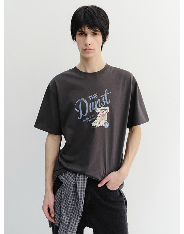 던스트 UNISEX DRAWING PUPPY T-SHIRT CHARCOAL GREY_UDTS6B127CG 그레이 착용컷