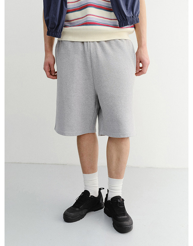 던스트 UNISEX PIGMENT RELAXED BEACH SHORTS MELANGE GREY_M_UDPA6B123G2 그레이 착용컷