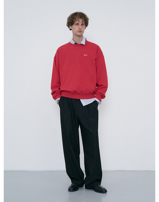던스트 UNISEX GARMENT DYED SWEATSHIRT RED_M_UDTS6C115R2 레드 착용컷