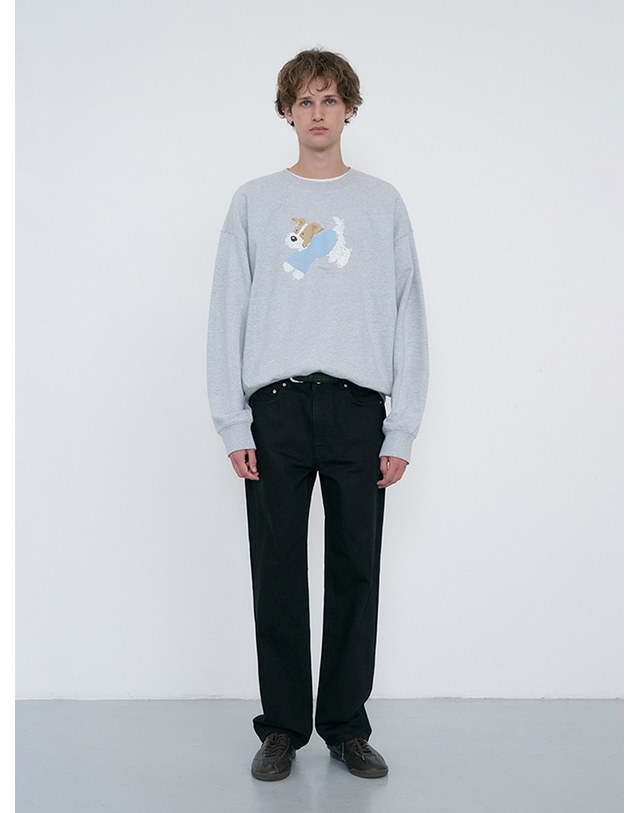 던스트 UNISEX PUPPY SWEATSHIRT MID MELANGE GREY_M_UDTS6C112G1 그레이 착용컷