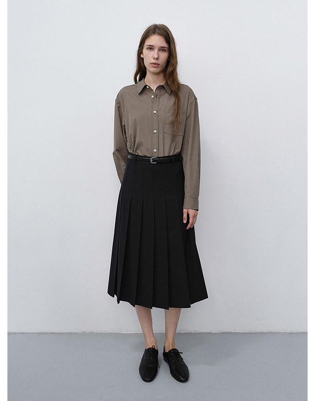 던스트 UNISEX INFORMAL SHIRT BROWN STRIPE_M_UDSH6C102W2 브라운 착용컷