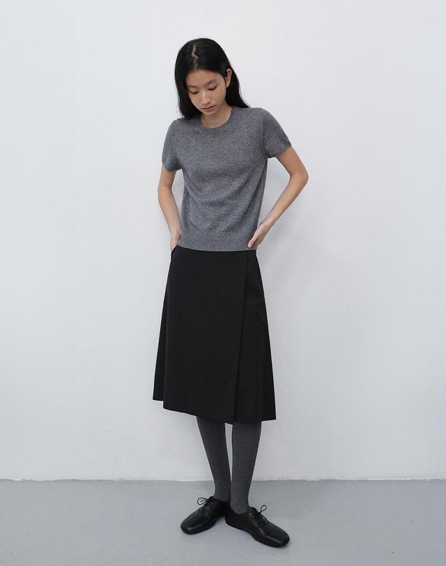 던스트 HALF SLEEVE KNIT TOP MELANGE GREY_UDSW6C201G2 그레이 착용컷