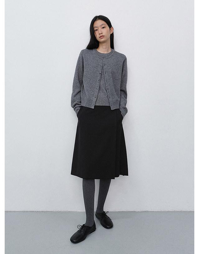 던스트 HALF SLEEVE KNIT TOP MELANGE GREY_UDSW6C201G2 그레이 착용컷