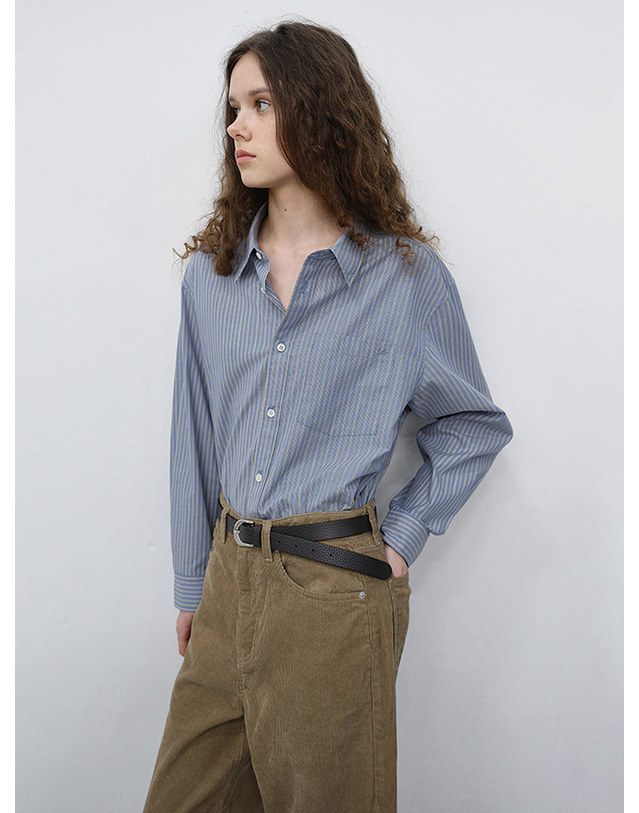 던스트 [10/27 예약배송] UNISEX INFORMAL SHIRT BLUE STRIPE_UDSH6C102B2 블루 착용컷