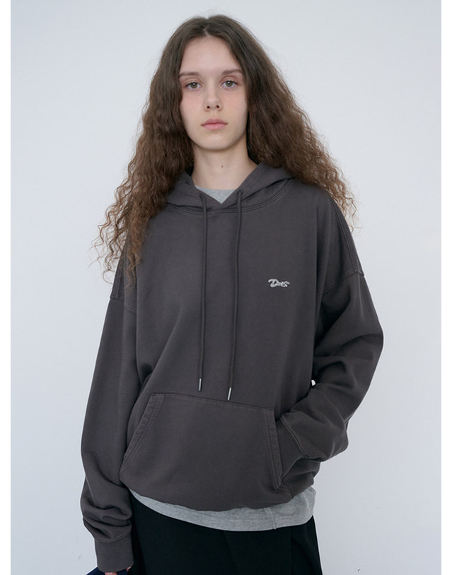 던스트 UNISEX GARMENT DYED HOODIE BLACK_M_UDTS6C114BK 블랙 착용컷
