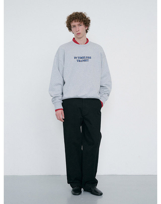 던스트 UNISEX SLOGAN SWEATSHIRT MID MELANGE GREY_M_UDTS6C109G1 그레이 착용컷