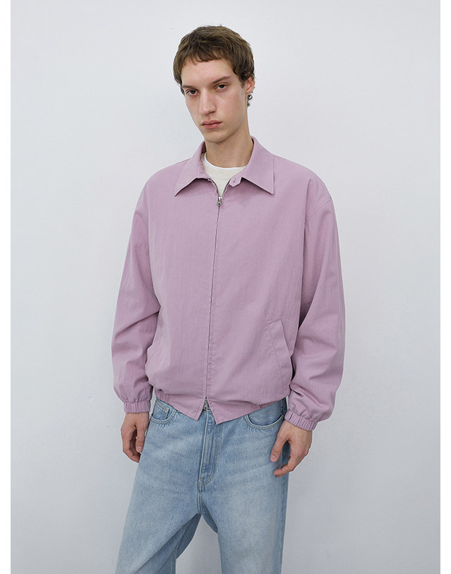 던스트 UNISEX COLLARED BLOUSON JACKET LAVENDER PINK_M_UDJU6C112P1 핑크 착용컷