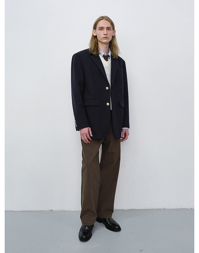 던스트 UNISEX CLASSIC 2 BUTTON WOOL BLAZER NAVY_M_UDJA6C107N2 네이비 착용컷
