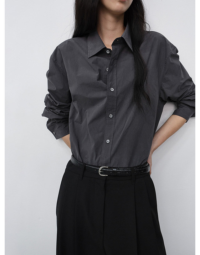 던스트 D-BUCKLE SLIM LEATHER BELT BLACK_UDBE6F201BK 블랙 착용컷