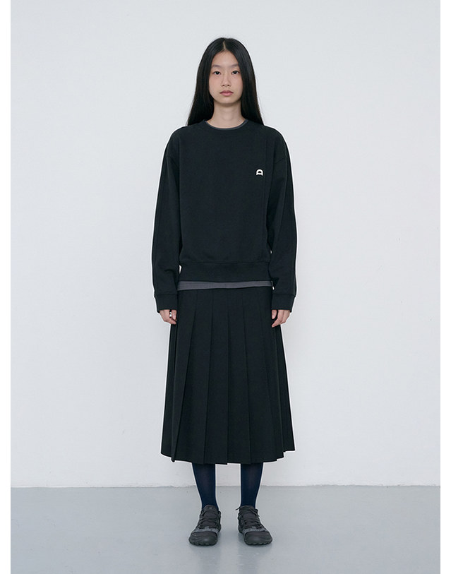 던스트 PLEATS LONG SKIRT BLACK_UDSK6C206BK 블랙 착용컷