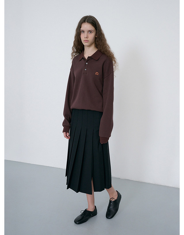 던스트 PLEATS LONG SKIRT BLACK_UDSK6C206BK 블랙 착용컷
