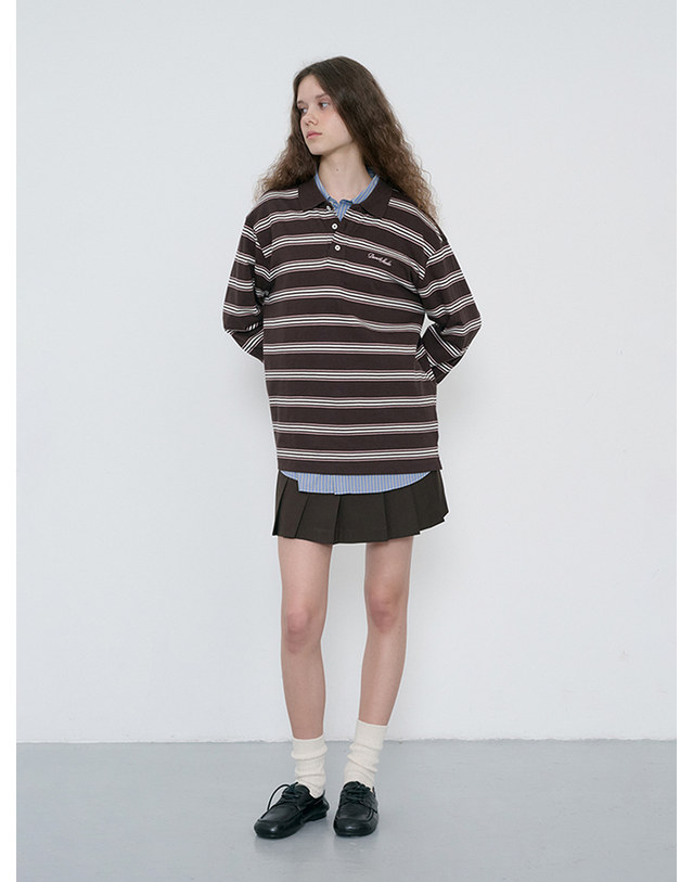 던스트 PLEATS MINI SKIRT BROWN_UDSK6C203W2 브라운 착용컷