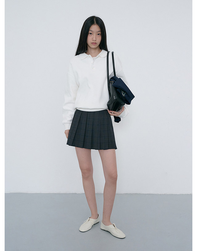 던스트 PLEATS MINI CHECKED SKIRT CHARCOAL BLUE CHECK_UDSK6C203MU 멀티컬러 착용컷