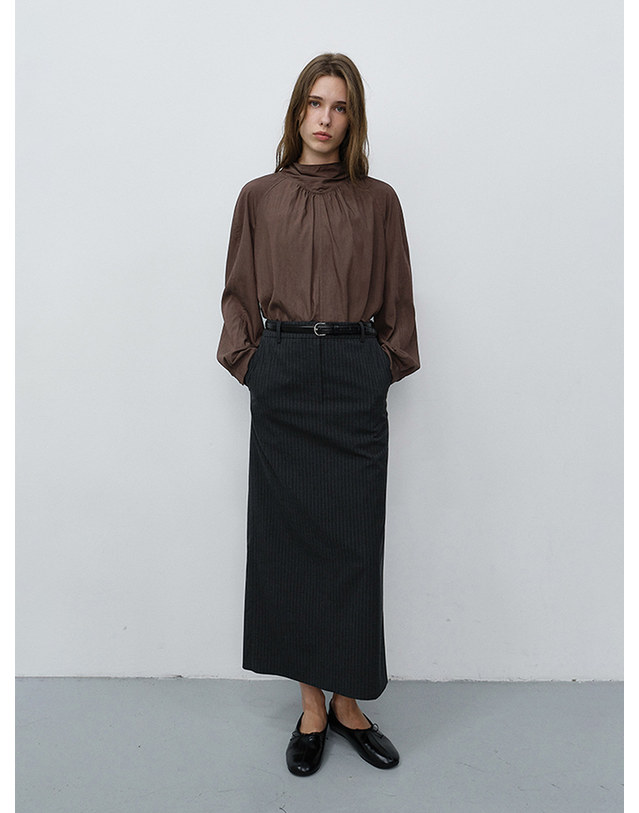 던스트 TIE BLOUSE BROWN_UDBL6C203W2 브라운 착용컷