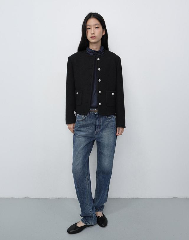던스트 CLASSIC TWEED JACKET BLACK_UDJA6C203BK 블랙 착용컷
