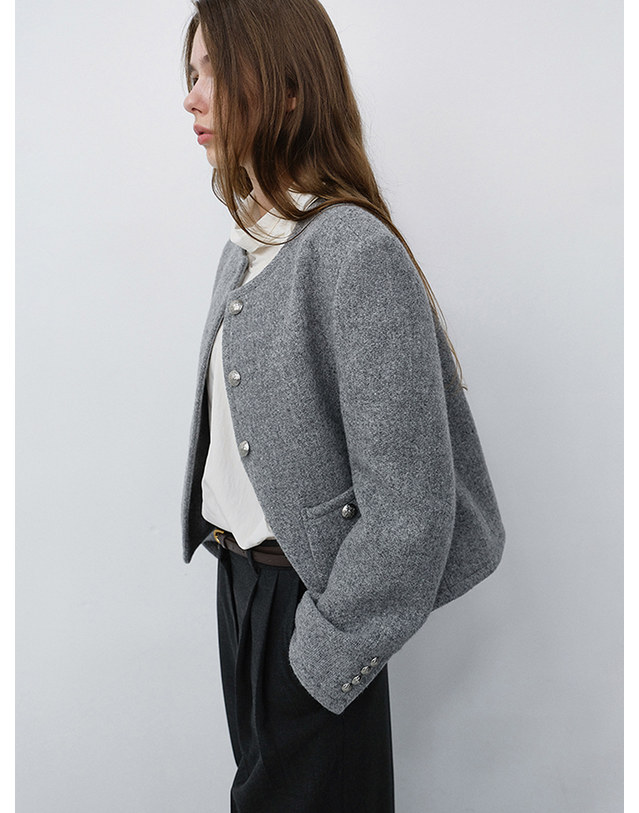 던스트 CLASSIC TWEED JACKET MELANGE GREY_UDJA6C203G2 그레이 착용컷
