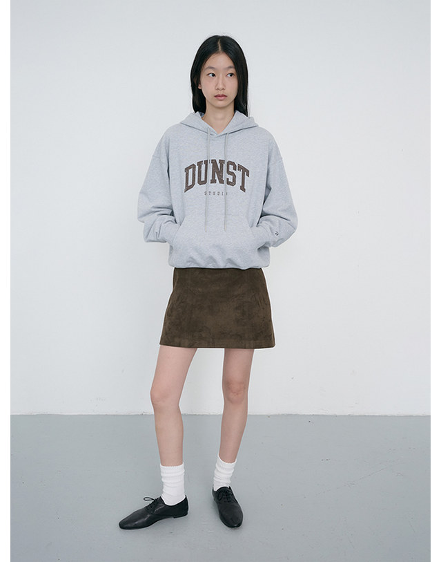 던스트 UNISEX ARCH LOGO HOODIE MID MELANGE GREY_UDTS6C111G1 그레이 착용컷