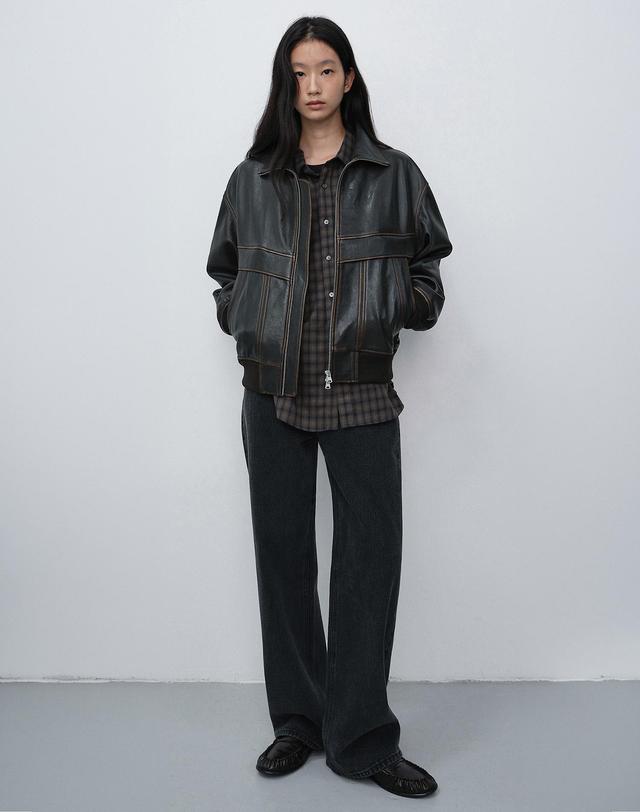 던스트 UNISEX CHECKED FLANNEL SHIRT KHAKI_UDSH6C104K2 카키 착용컷