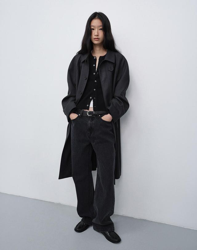 던스트 UNISEX CREWNECK KNIT CARDIGAN BLACK_UDSW6C101BK 블랙 착용컷