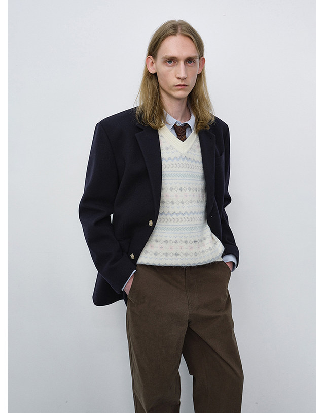 던스트 UNISEX CLASSIC 2 BUTTON WOOL BLAZER NAVY_UDJA6C107N2 네이비 착용컷