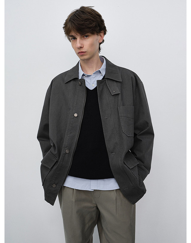 던스트 UNISEX CHORE JACKET SEPIA_UDJA6C104W2 브라운 착용컷