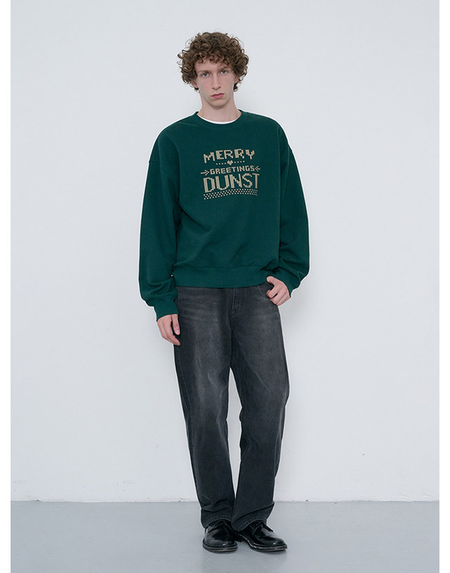 던스트 UNISEX PIXEL SWEATSHIRT DEEP GREEN_M_UDTS6C113E3 그린 착용컷