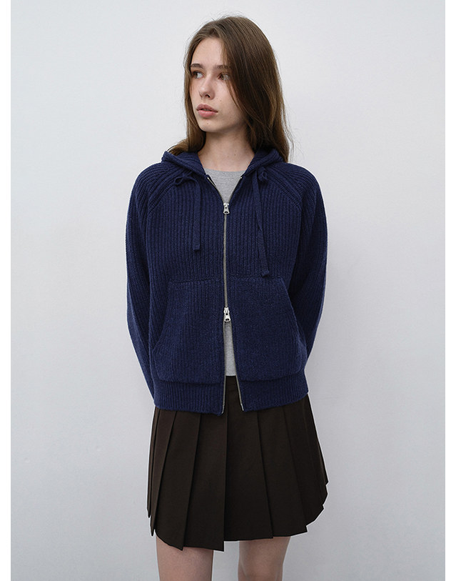 던스트 UNISEX HOODED KNIT CARDIGAN DARK BLUE_M_UDSW6C104B2 블루 착용컷