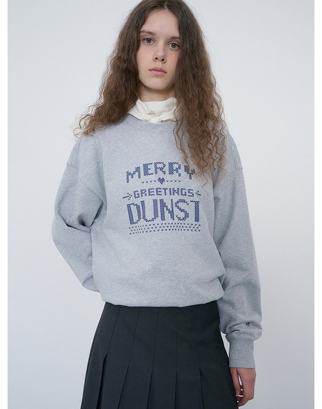 던스트 UNISEX PIXEL SWEATSHIRT MID MELANGE GREY_UDTS6C113G1 그레이 착용컷