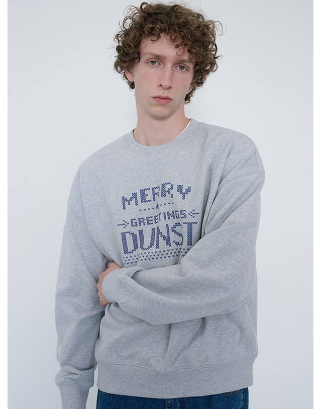 던스트 UNISEX PIXEL SWEATSHIRT MID MELANGE GREY_UDTS6C113G1 그레이 착용컷