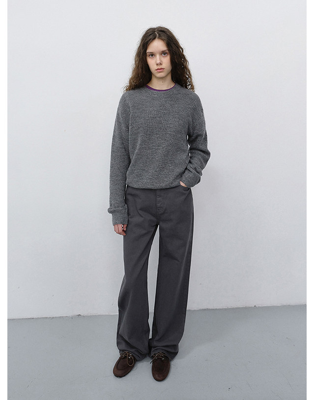 던스트 UNISEX HAIRLY SWEATER MELANGE GREY_UDSW6C113G2 그레이 착용컷
