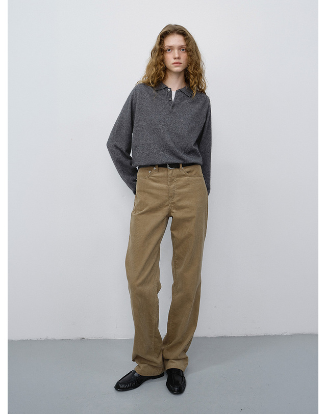 던스트 UNISEX COLLARED SWEATER MELANGE GREY_UDSW6C112G2 그레이 착용컷