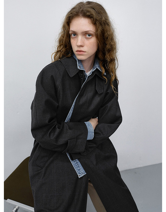 던스트 UNISEX H-LINE WOOL MAC COAT BROWN CHECK_UDTR6C101W2 브라운 착용컷