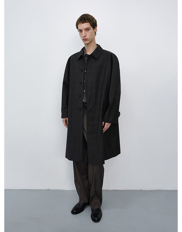 던스트 UNISEX H-LINE WOOL MAC COAT BROWN CHECK_UDTR6C101W2 브라운 착용컷