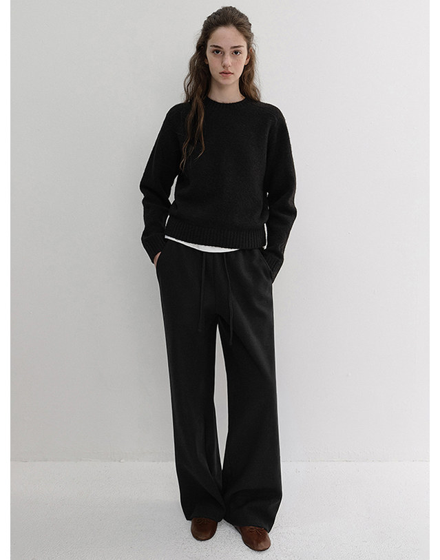 던스트 UNISEX JERSEY WIDE PANTS BLACK_M_UDPA6D121BK 블랙 착용컷