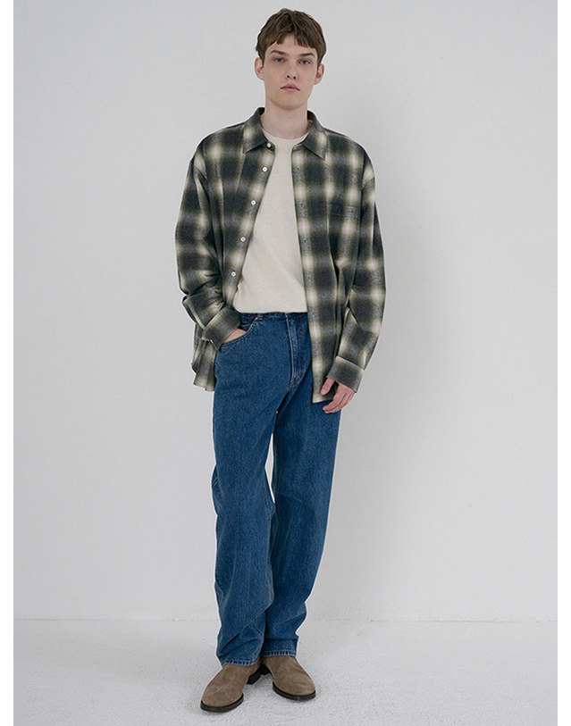 던스트 UNISEX WINTER FLANNEL CHECKED SHIRT OLIVE GREEN_M_UDSH6D121E2 그린 착용컷