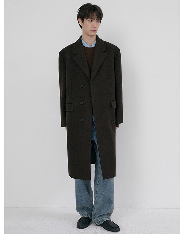 던스트 UNISEX BOXY TAILORED COAT DEEP BROWN_M_UDCO6D124W3 브라운 착용컷
