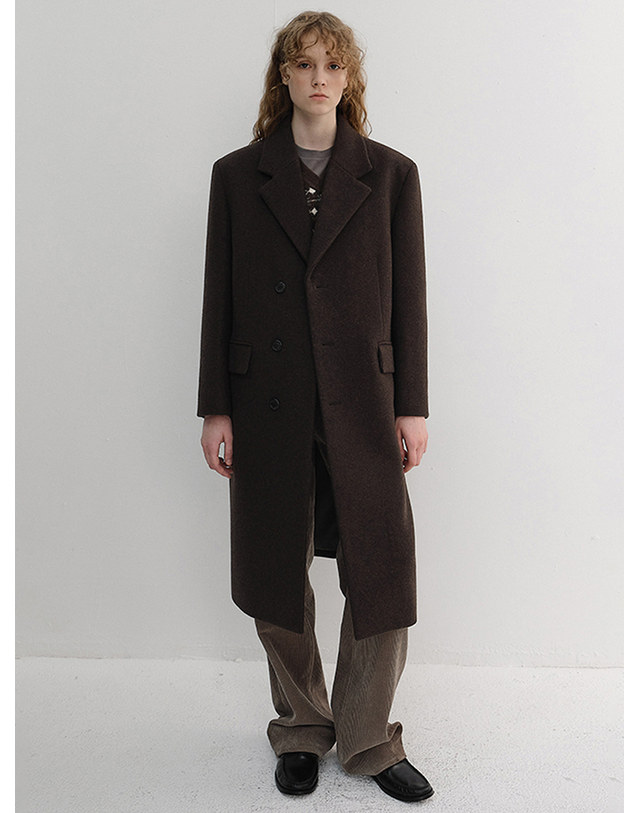 던스트 UNISEX BOXY TAILORED COAT DEEP BROWN_M_UDCO6D124W3 브라운 착용컷